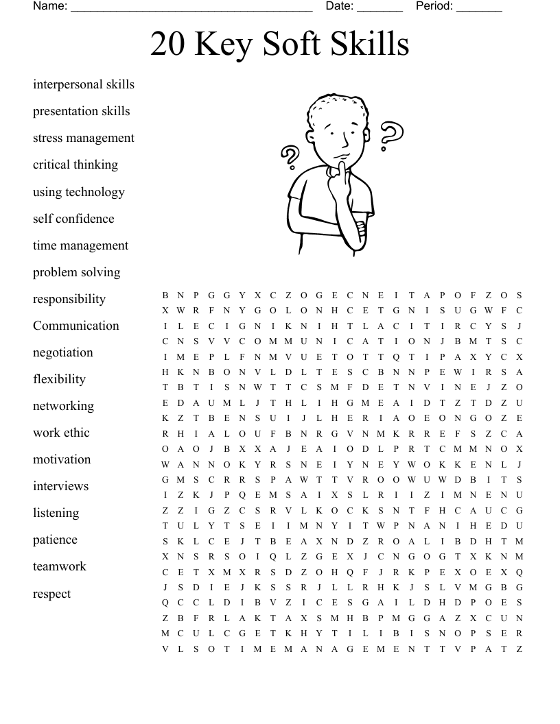 20 Key Soft Skills Word Search