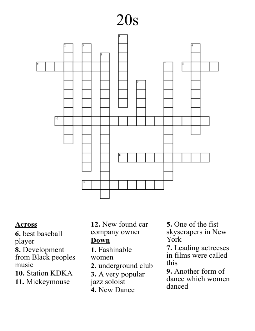 20s Crossword