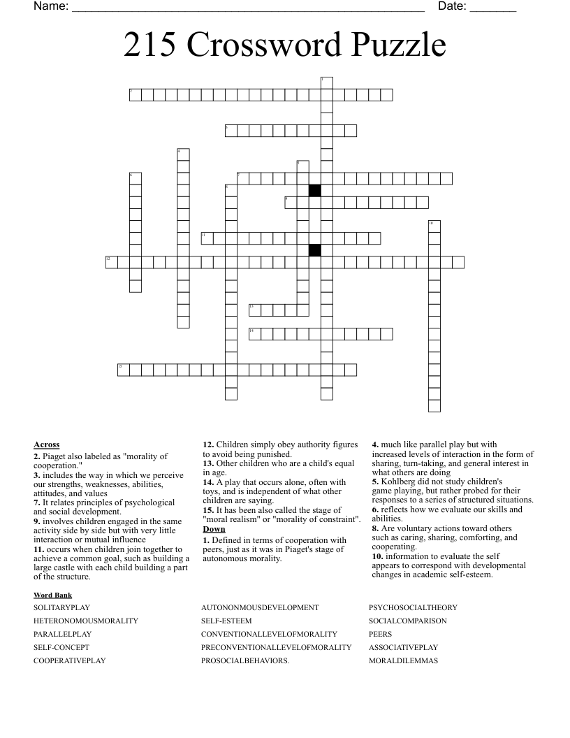 215 Crossword Puzzle