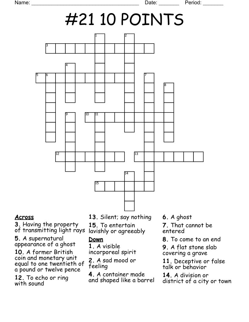 #21 10 POINTS  Crossword