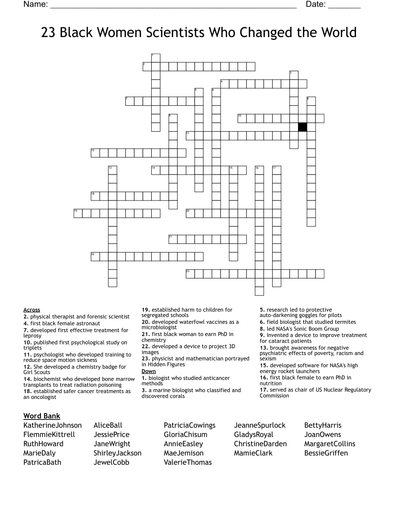 23 Black Women Scientists Who Changed the World Crossword