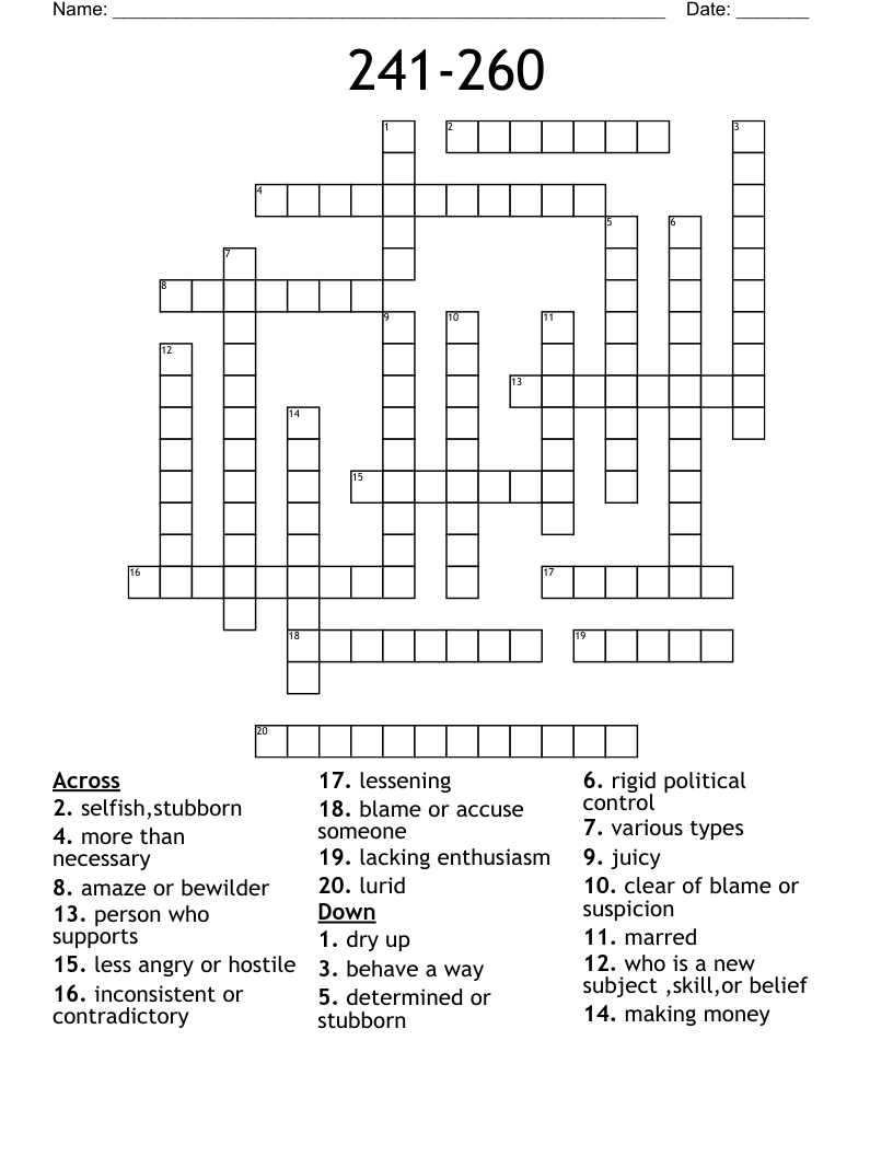 241-260 Crossword