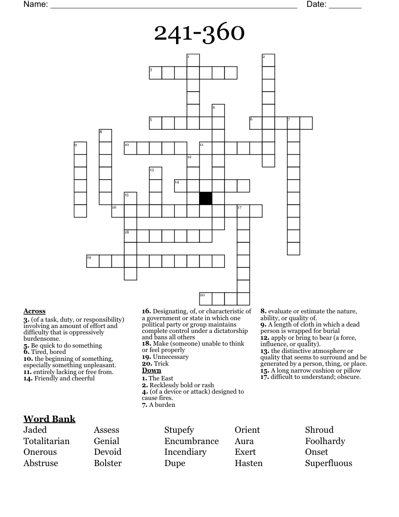 241-360 Crossword