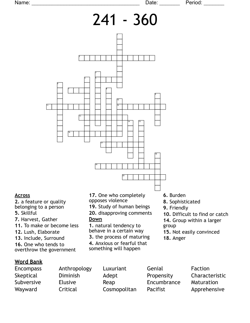 241 - 360 Crossword