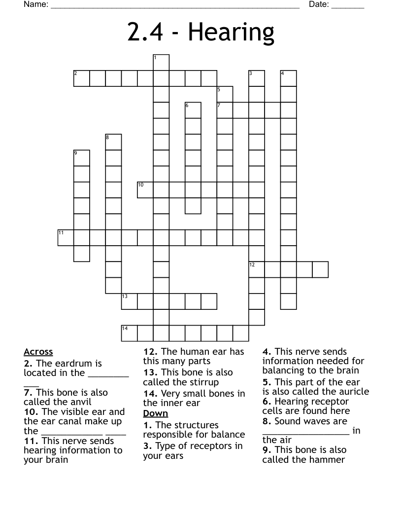 2.4 -  Hearing Crossword