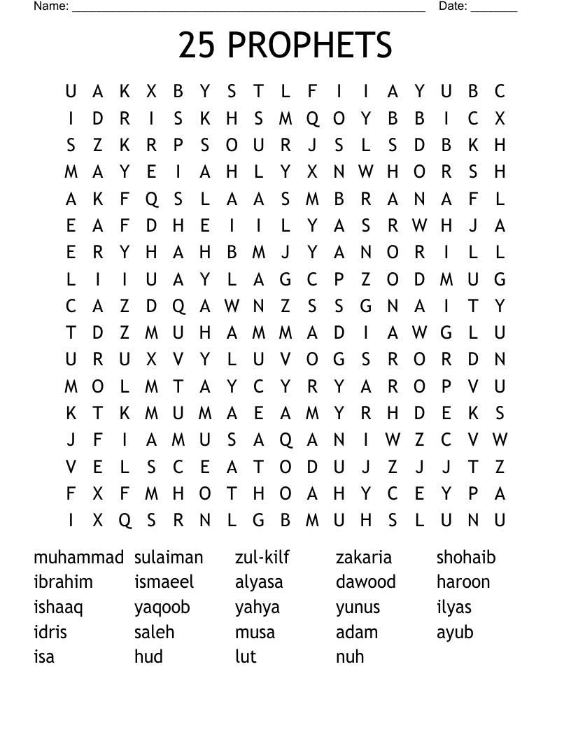 25 PROPHETS Word Search