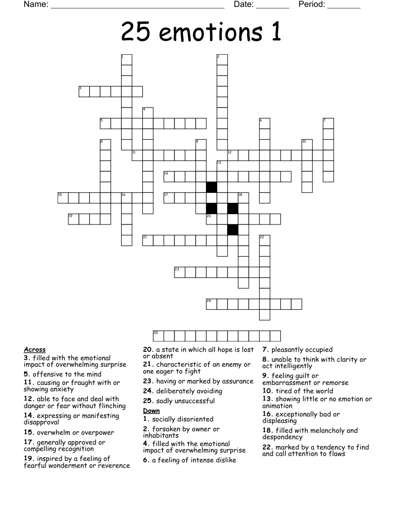 25 emotions 1 Crossword