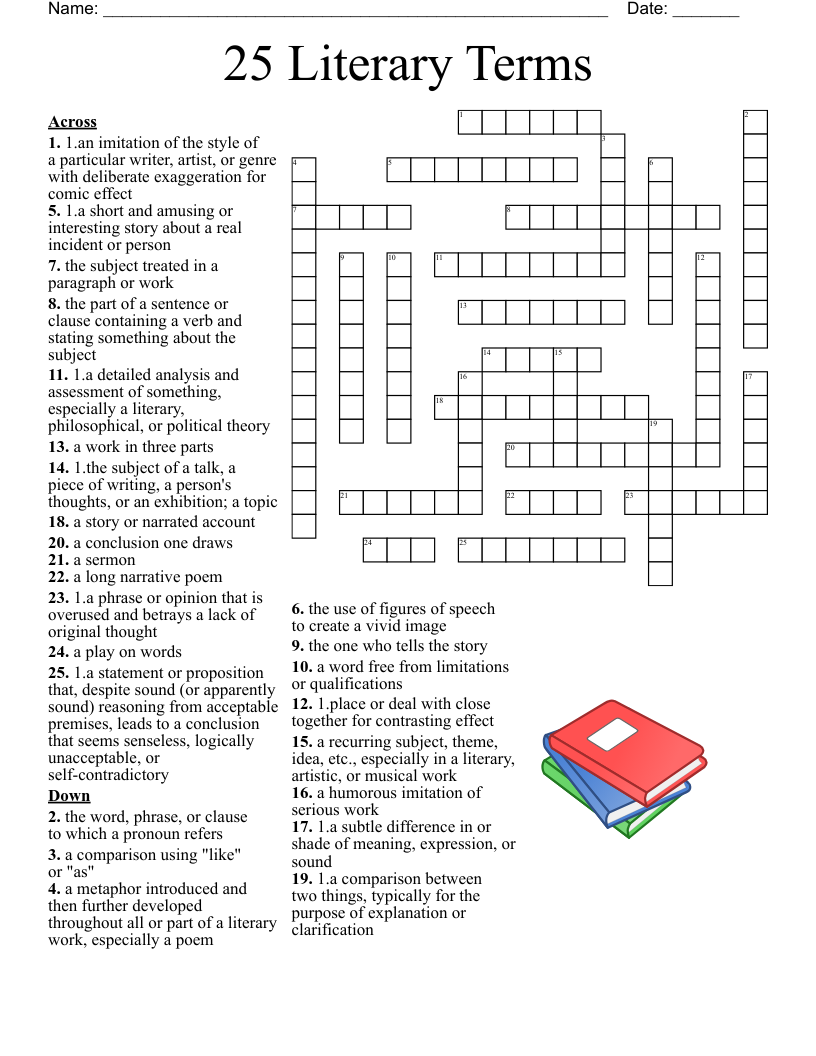 25 Literary Terms Crossword