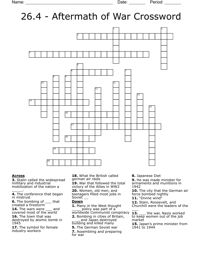 26.4 - Aftermath of War Crossword