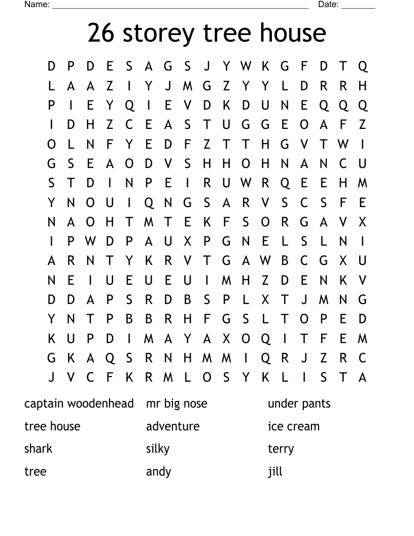 26 storey tree house Word Search