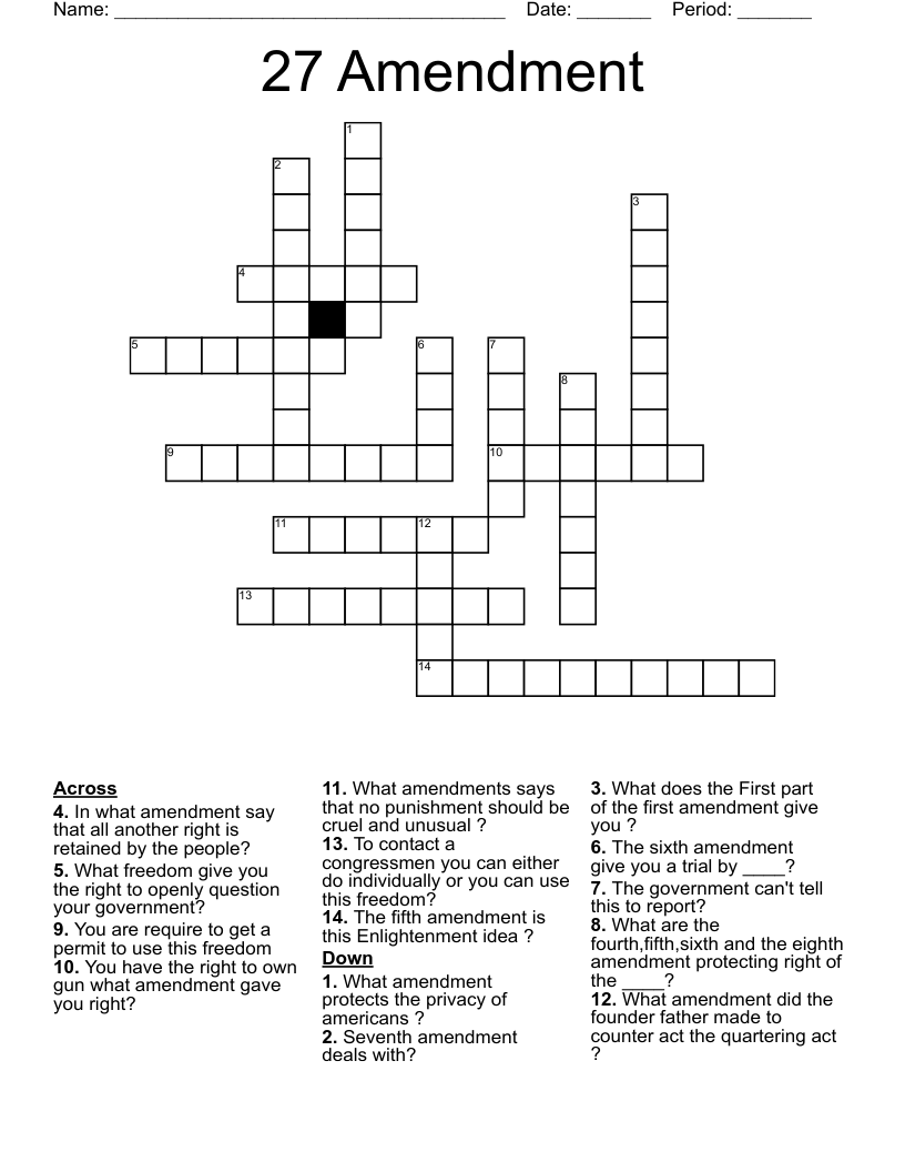27 Amendment Crossword