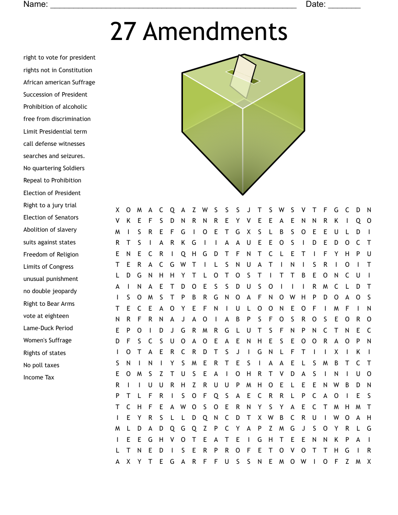 27 Amendments  Word Search