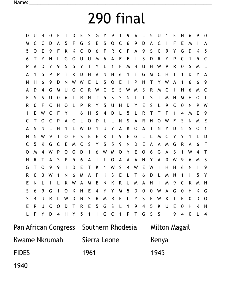 290 final  Word Search