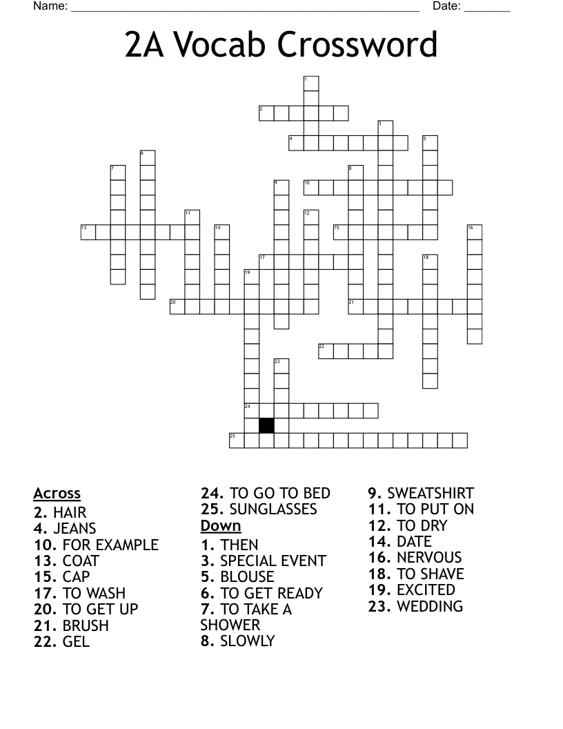 2A Vocab Crossword