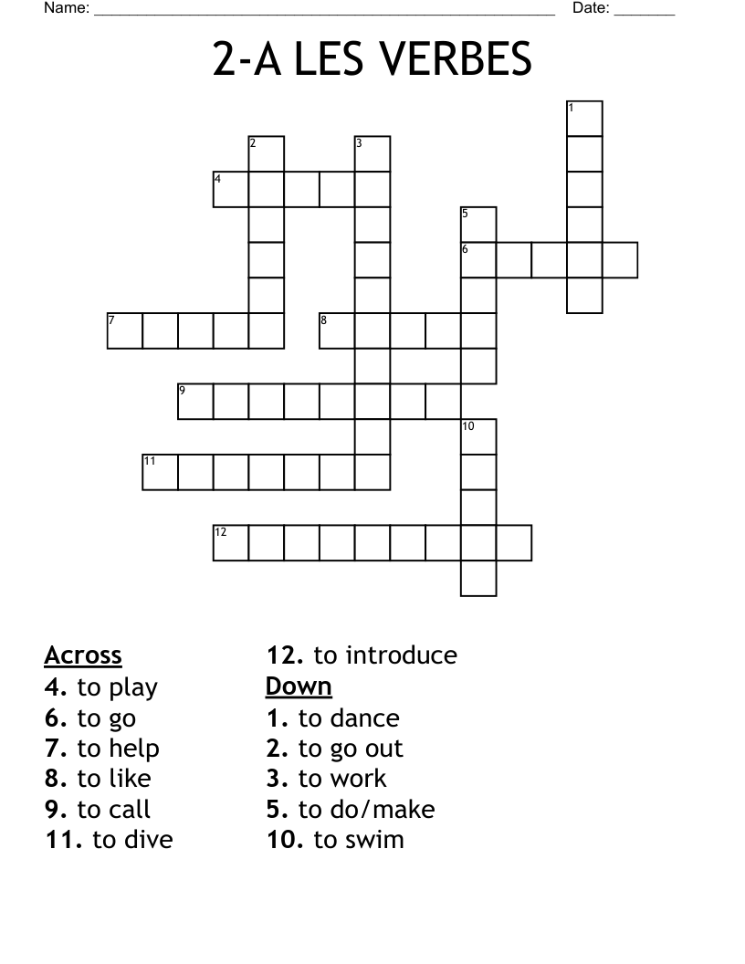 2-A   LES VERBES Crossword