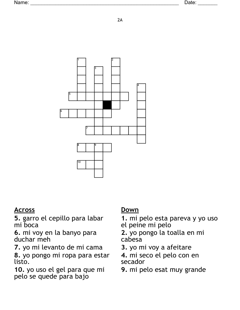 2A                                                                                                                                           Crossword