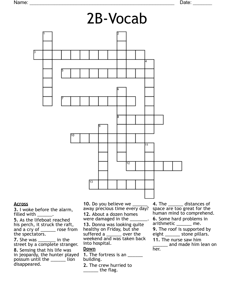 2B-Vocab Crossword