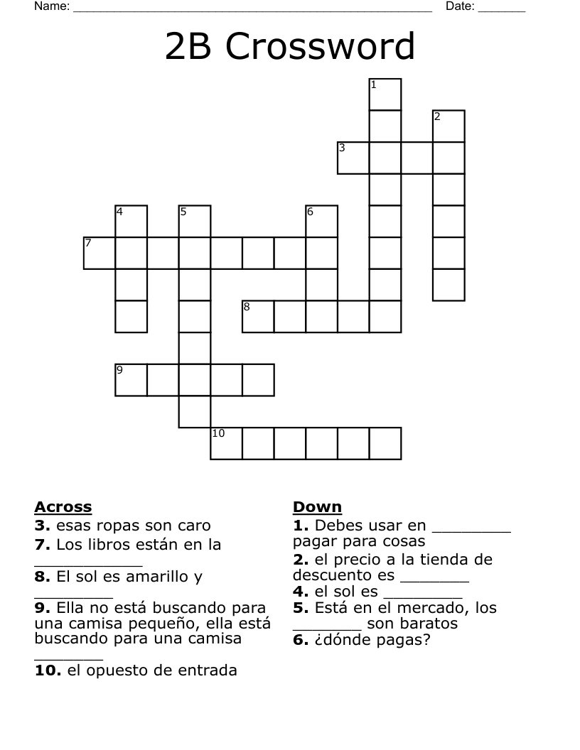 2B Crossword