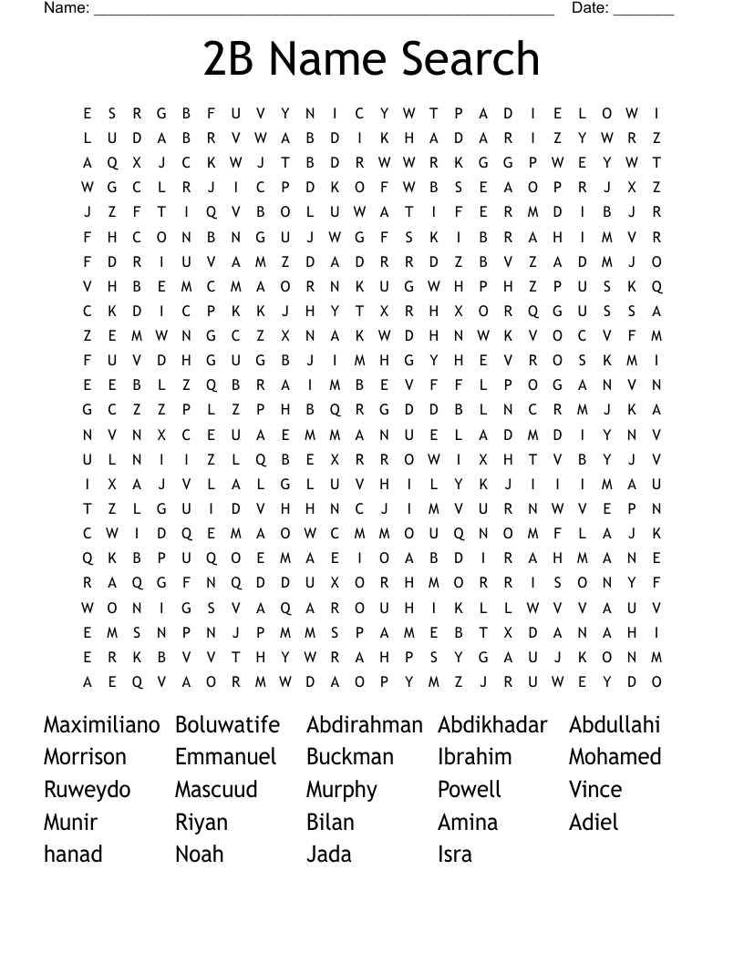 2B Name Search Word Search