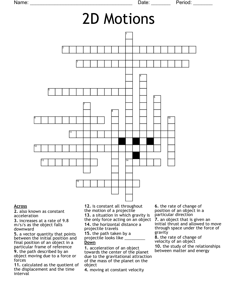2D Motions Crossword