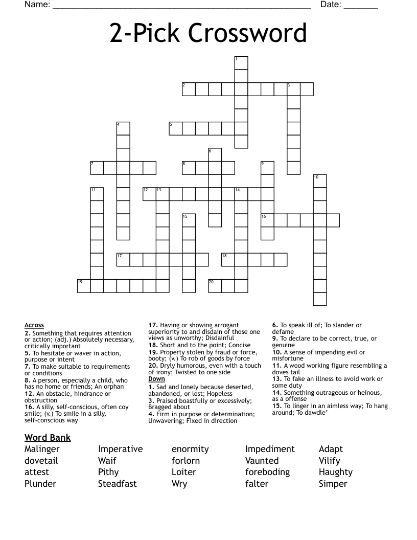2-Pick Crossword