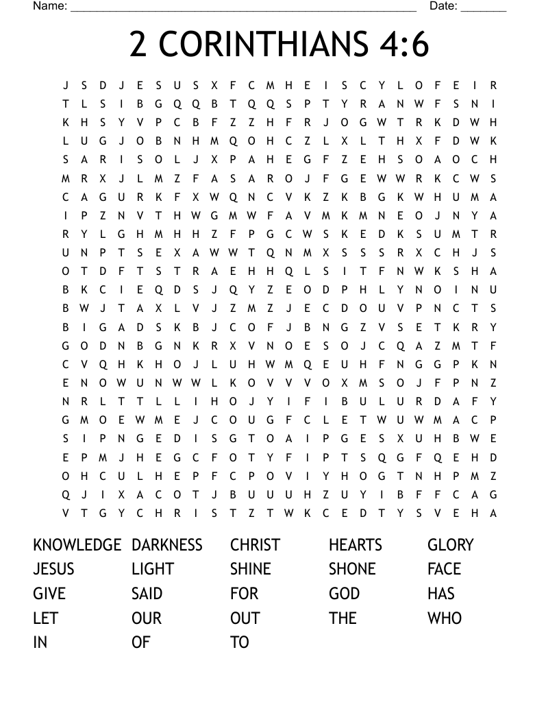 2 CORINTHIANS 4:6 Word Search
