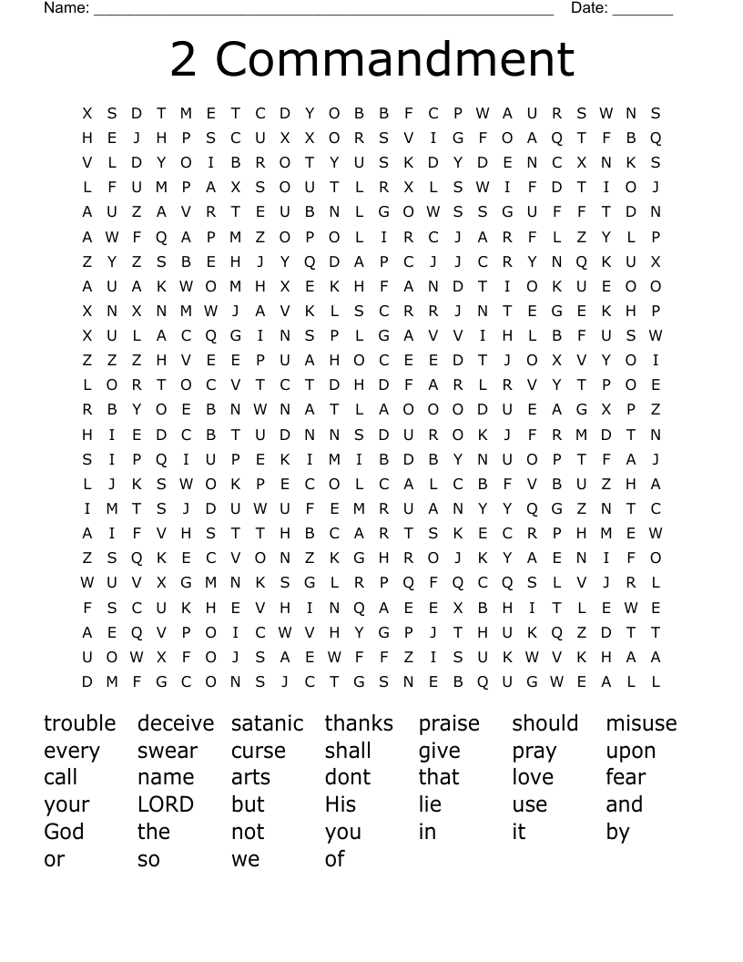 2 Commandment Word Search
