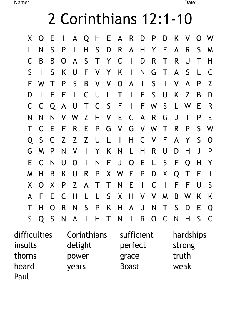 2 Corinthians 12:1-10 Word Search