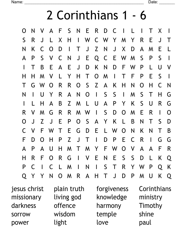 2 Corinthians 1 - 6 Word Search
