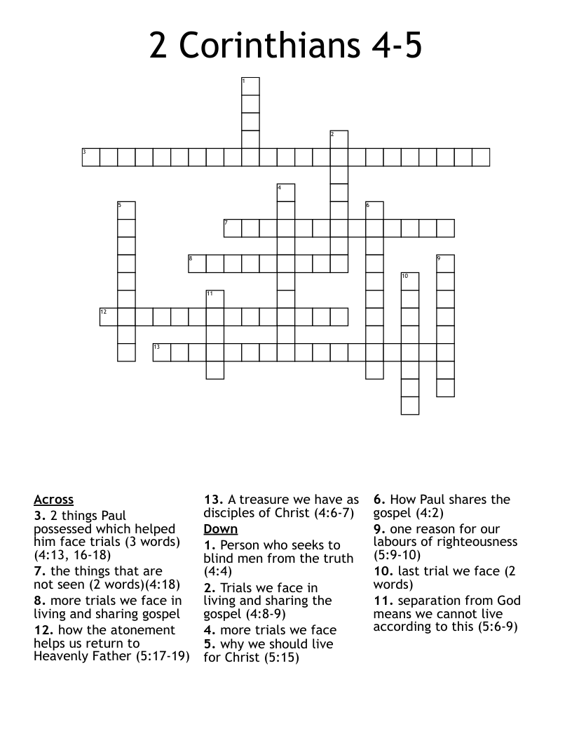 2 Corinthians 4-5 Crossword