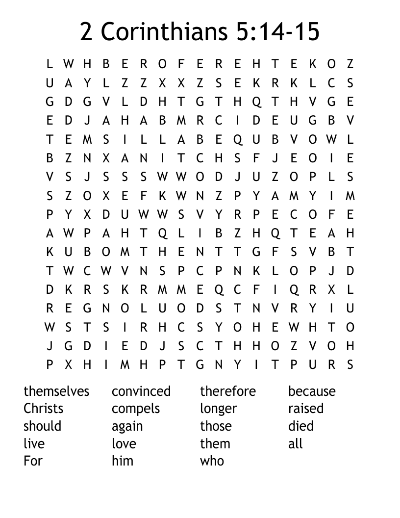 2 Corinthians 5:14-15 Word Search
