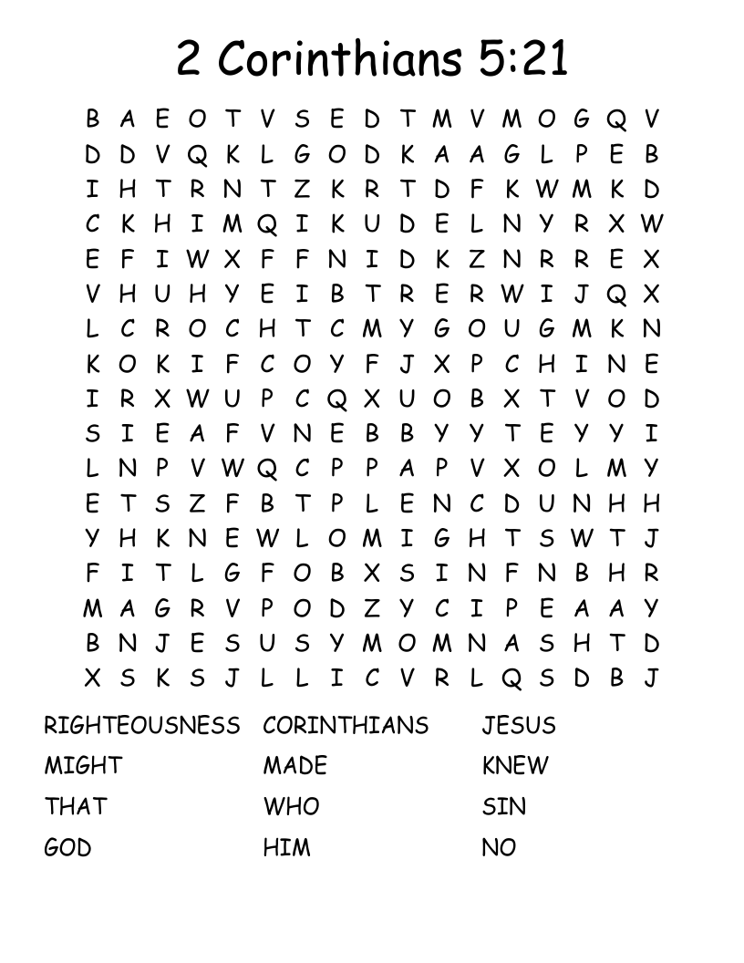 2 Corinthians 5:21 Word Search