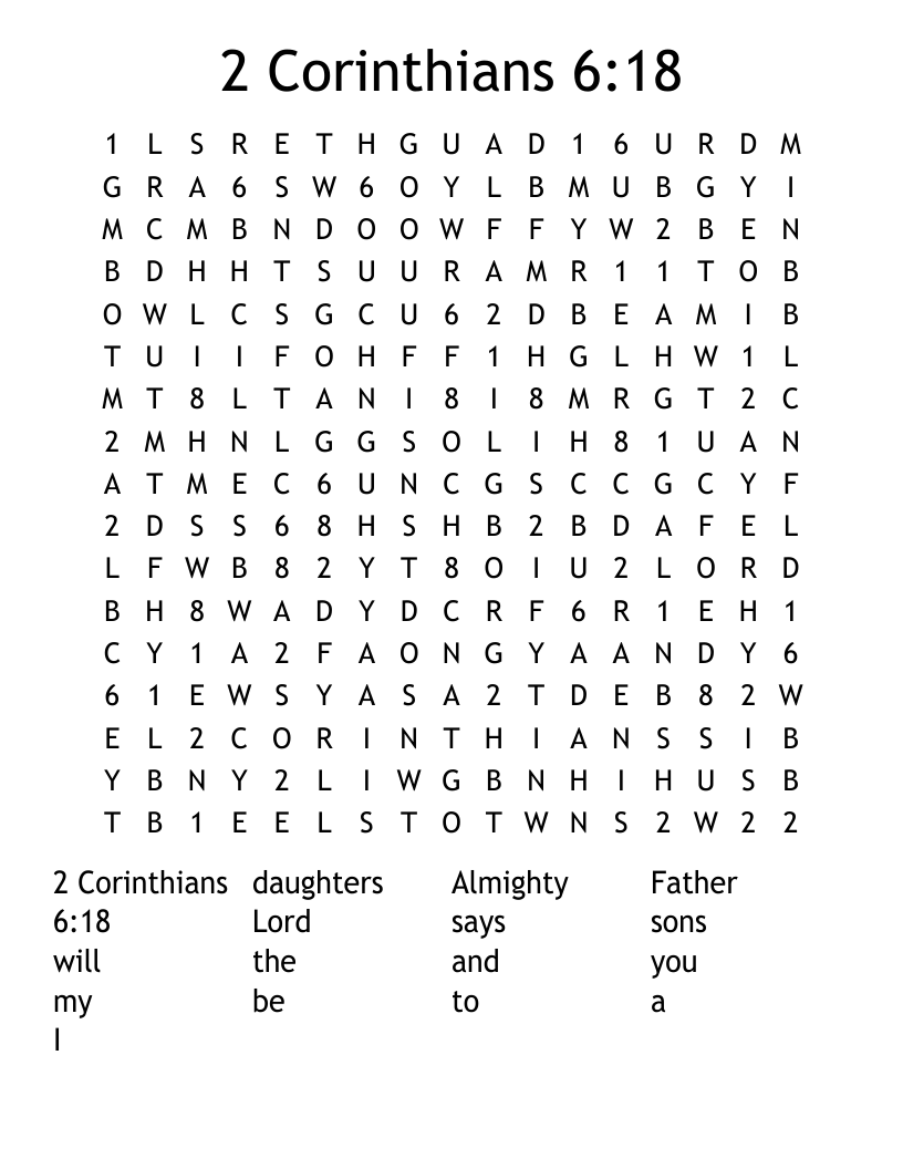 2 Corinthians 6:18 Word Search