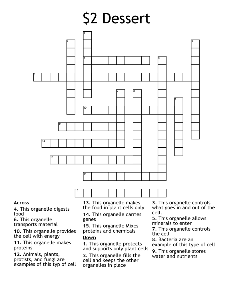 $2 Dessert Crossword