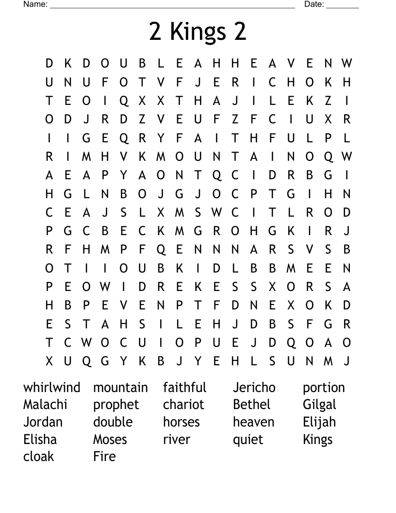2 Kings 2 Word Search