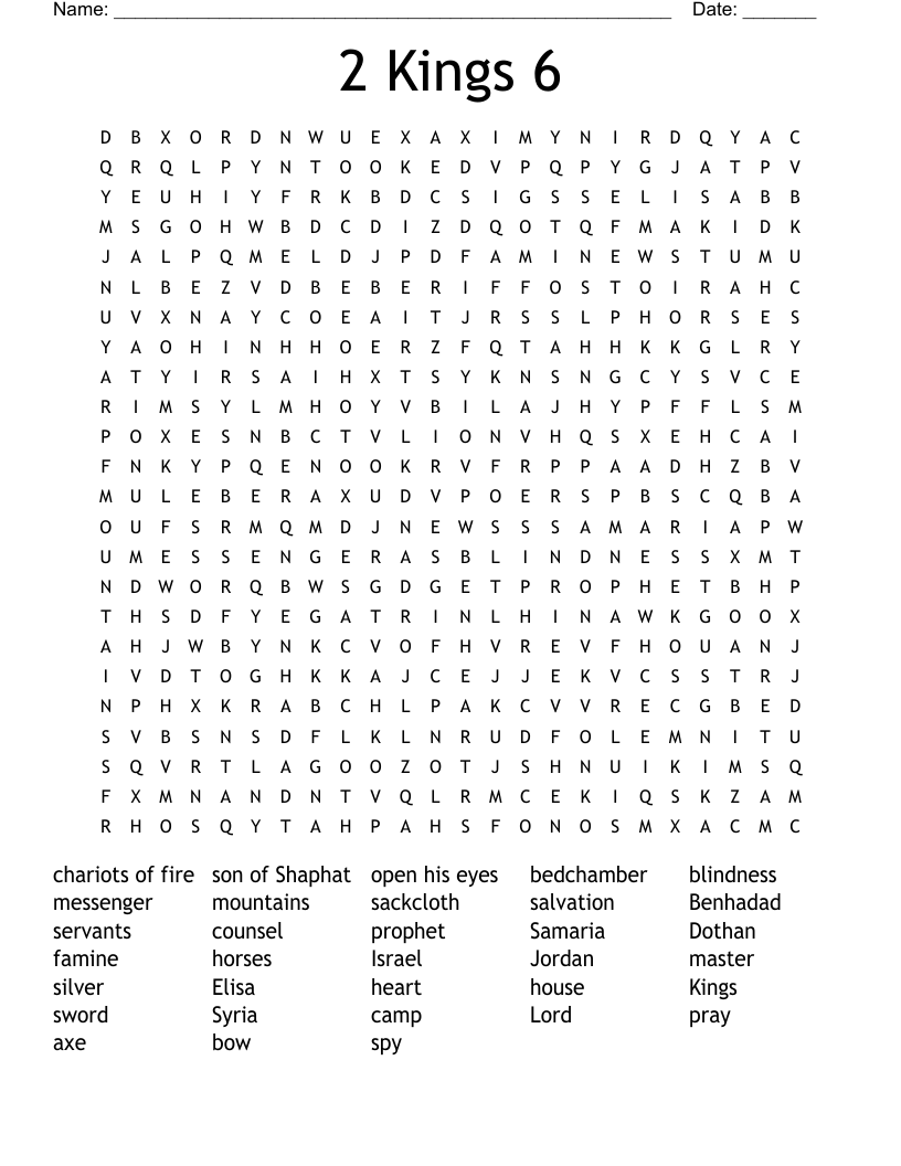 2 Kings 6 Word Search