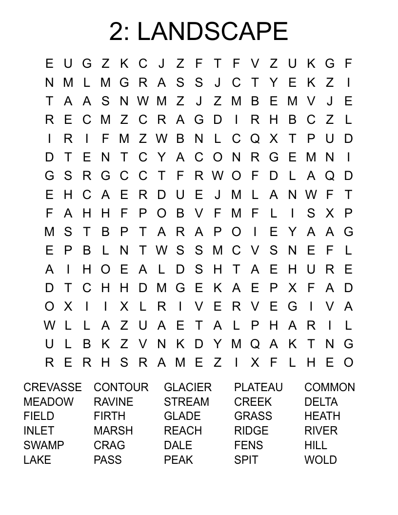 2: LANDSCAPE Word Search