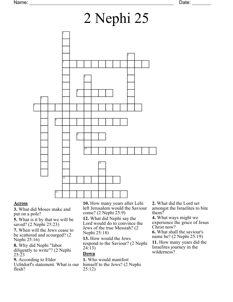 2 Nephi 25 Crossword