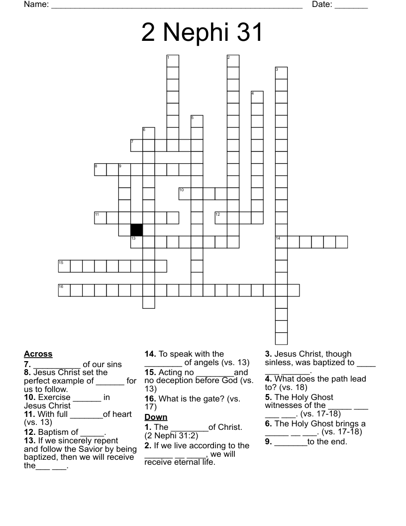 2 Nephi 31 Crossword