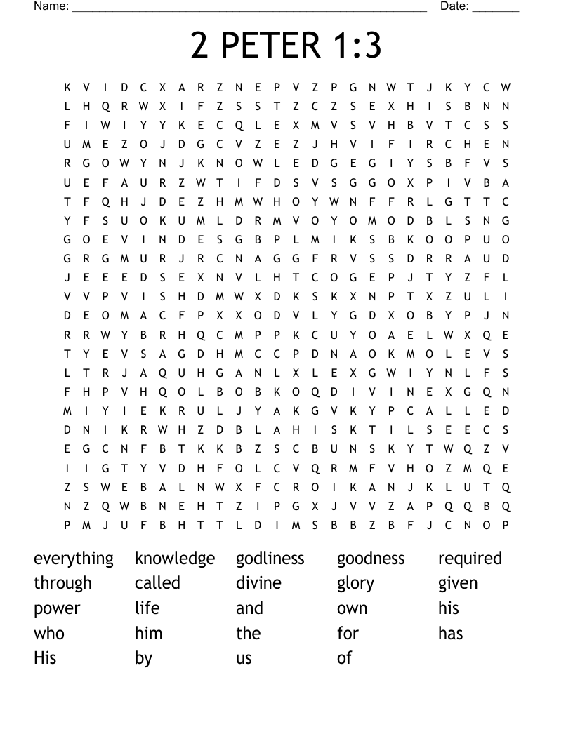 2 PETER 1:3 Word Search