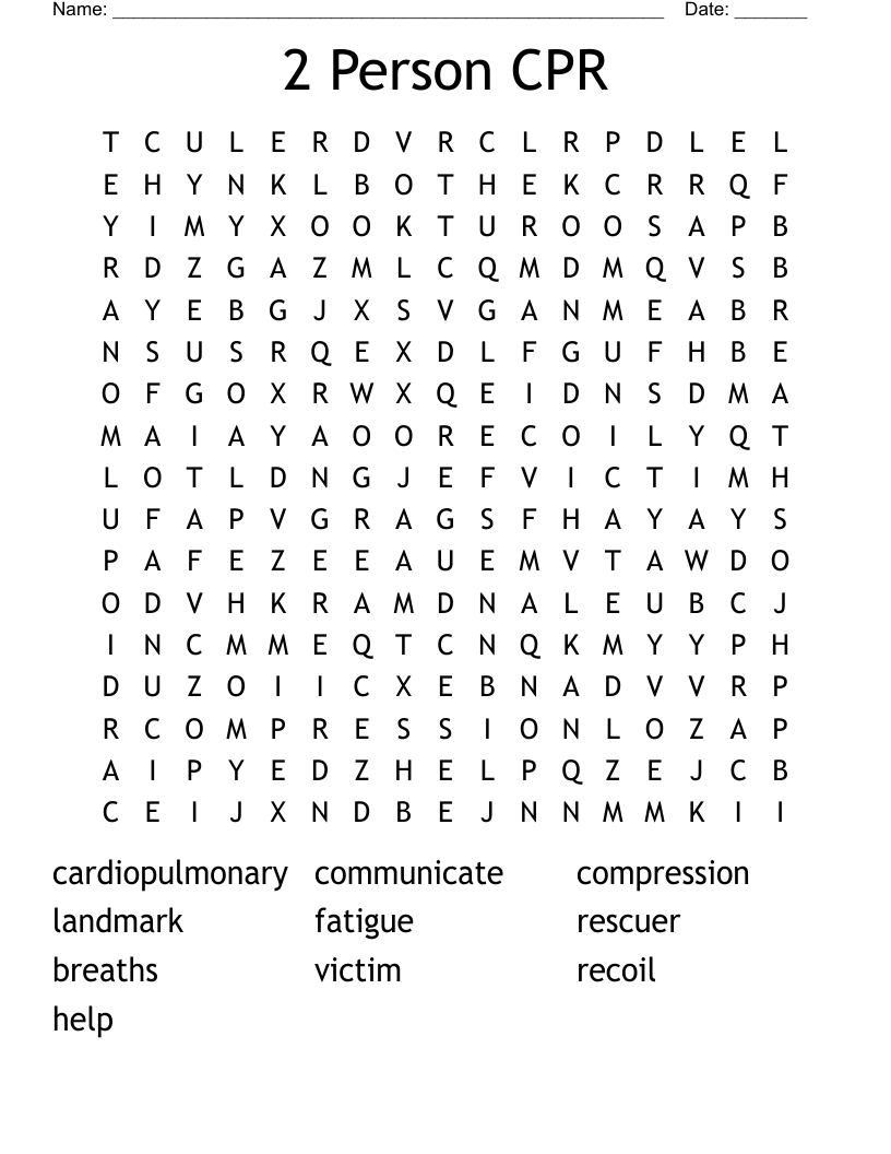 2 Person CPR Word Search