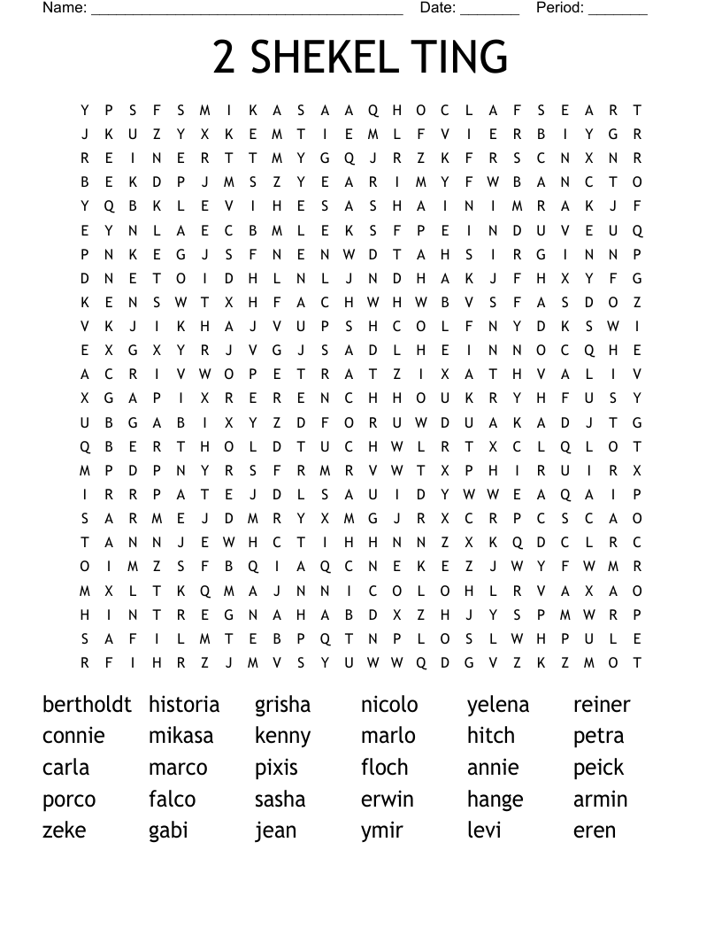 2 SHEKEL TING Word Search