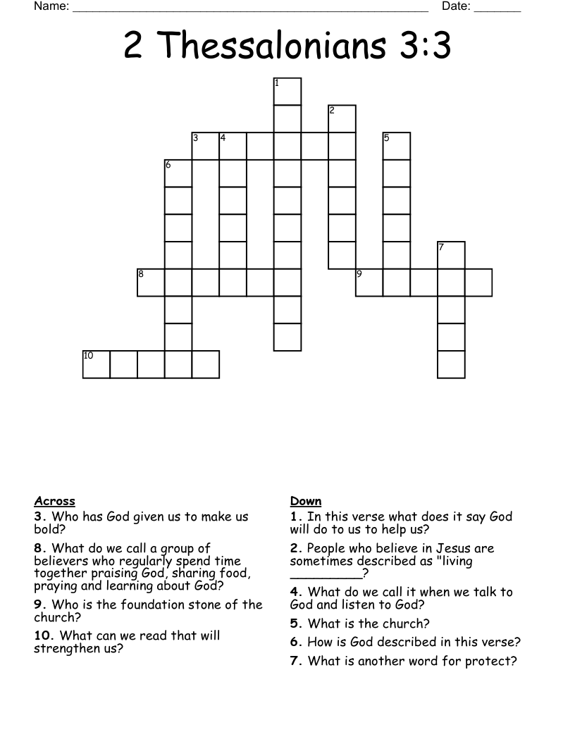 2 Thessalonians 3:3 Crossword