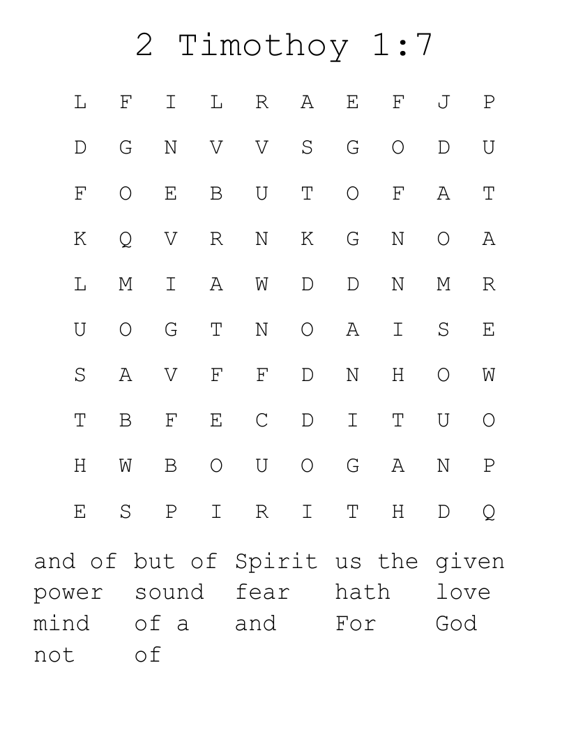 2 Timothoy 1:7 Word Search