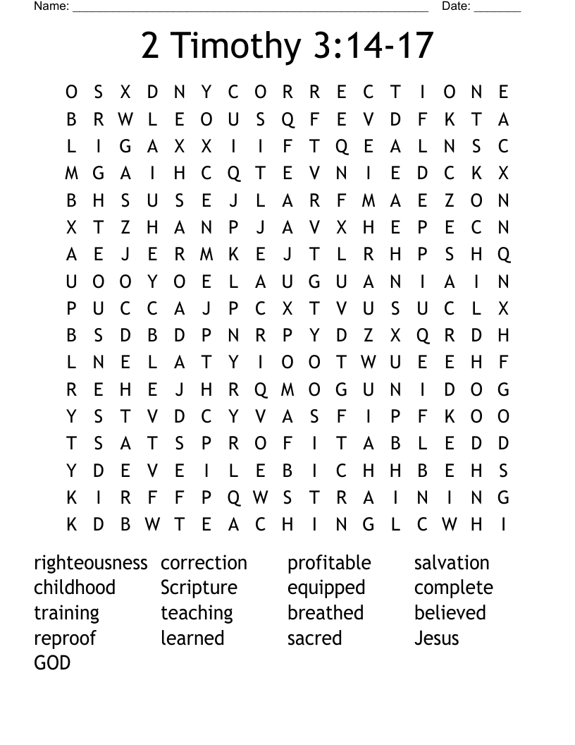 2 Timothy 3:14-17 Word Search