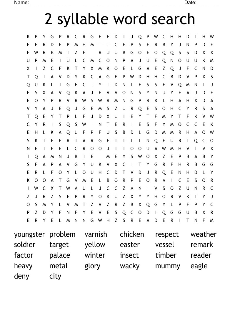 2 syllable word search