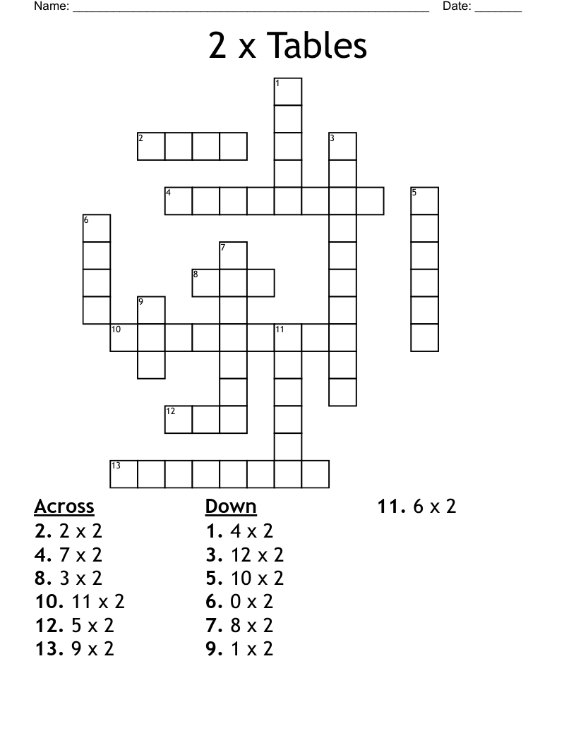2 x Tables Crossword