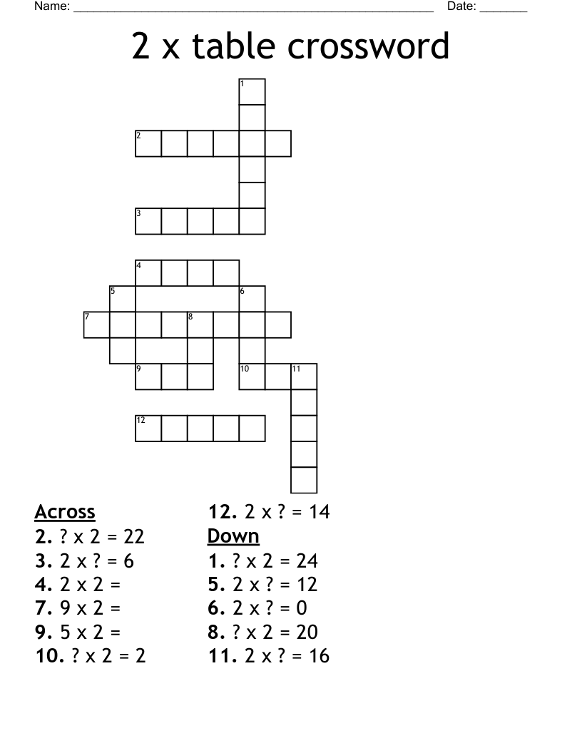 2 x table crossword
