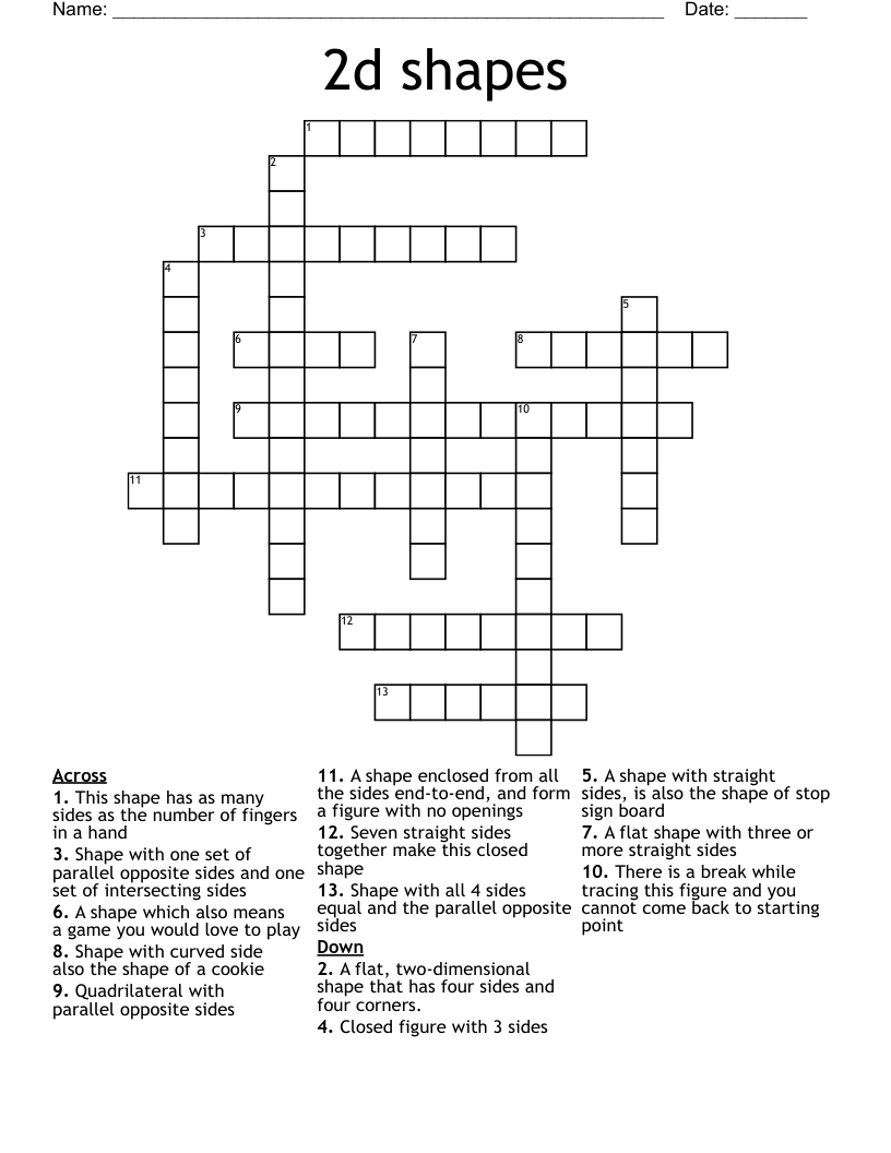 2d shapes Crossword