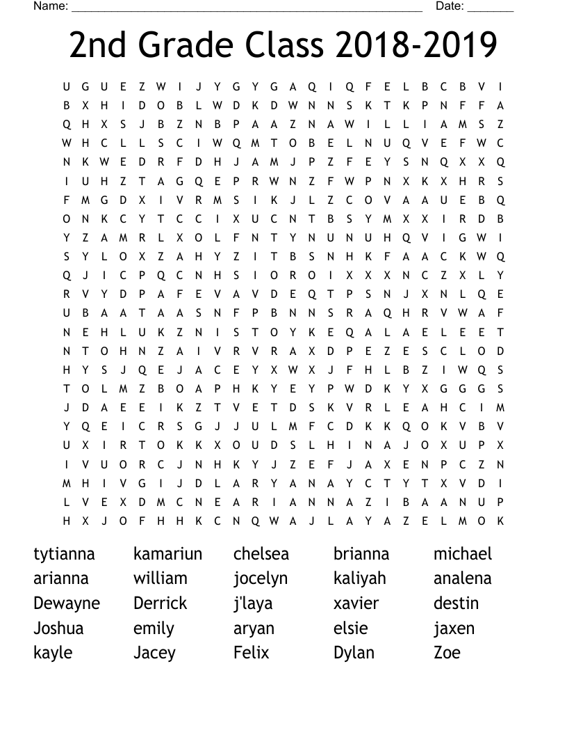2nd Grade Class 2018-2019 Word Search